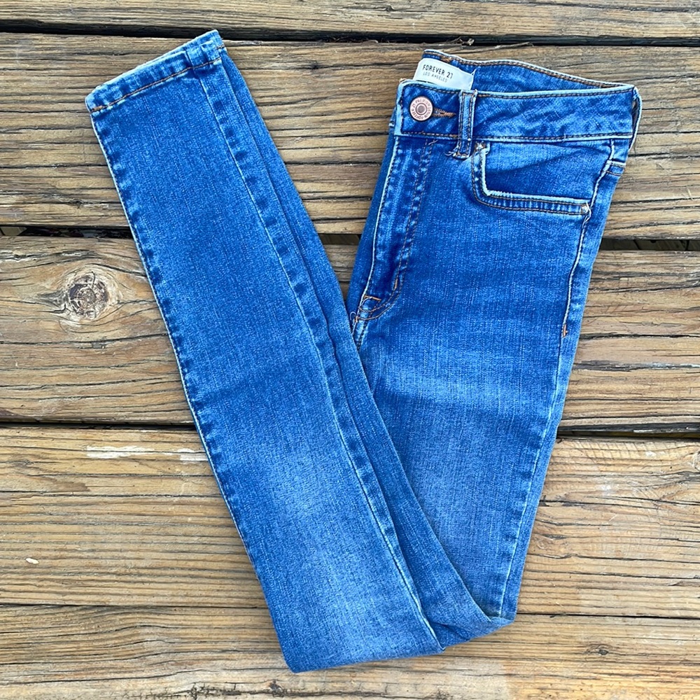 Medium Wash High-Rise Skinny Jeans